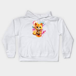 Cute Animal Characters Art 1 -kitten with Abstract- Kids Hoodie